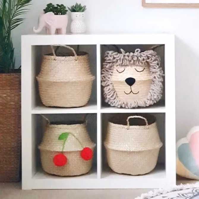 Bellybambino Cherry Large Seagrass Open Weave Basket for Children's Rooms – 3