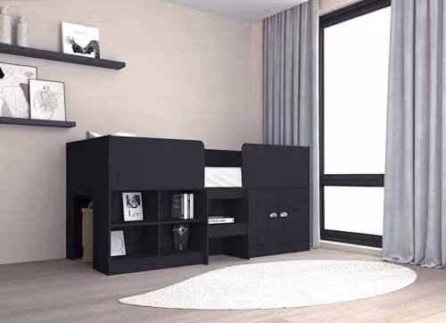 Seconique Orlando Single Elevated Bed in Grey, W/D/H: 196 x 90 x 104 cm