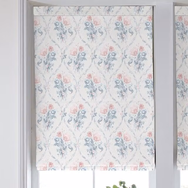 Laura Ashley Scarborough Fair Made to Measure Blackout Roman Blind in Pink Floral Design