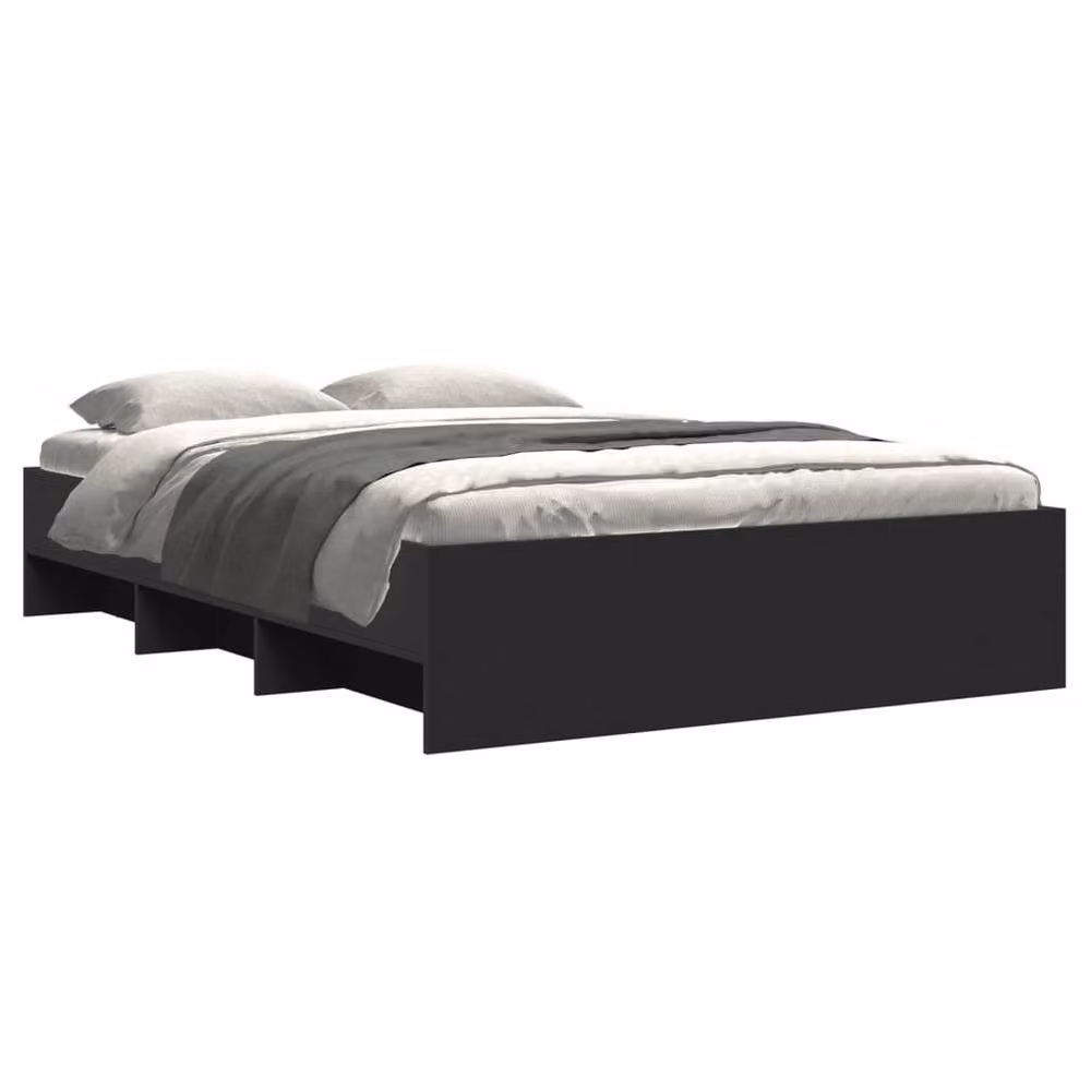 Berkfield Home Black Engineered Wood Bed Frame with Side Compartments W/D/H: 140 x 200 cm – 3