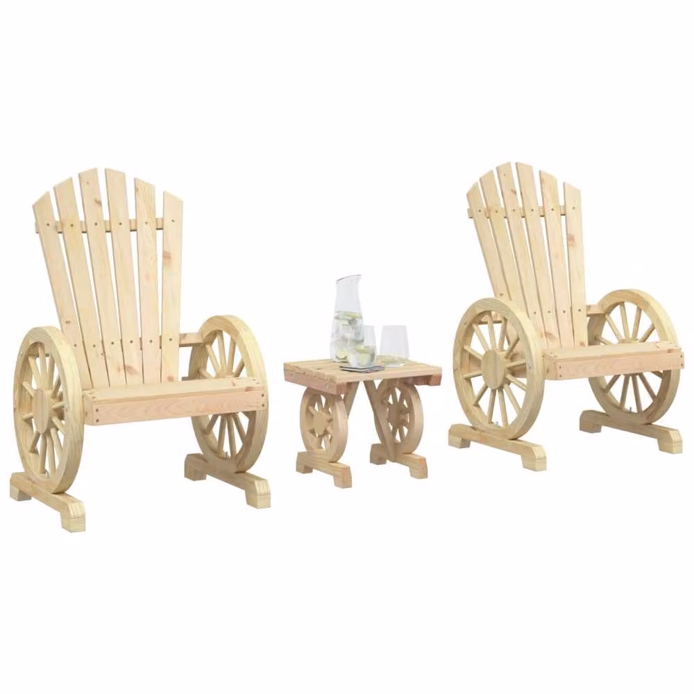 Berkfield Home Beautiful 3 Piece Garden Lounge Set in Beige with Solid Wood Frame – 2