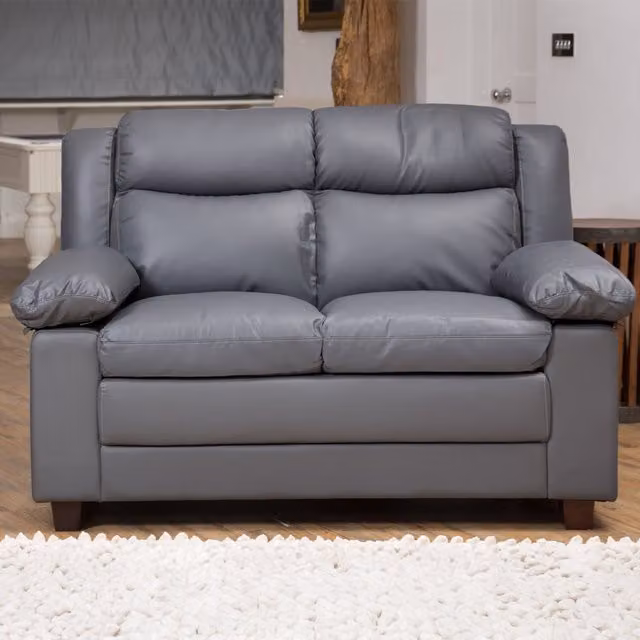 Artemis Home Standish 2 Seat Sofa in Grey with Synthetic Leather and Solid Wood Frame – 1
