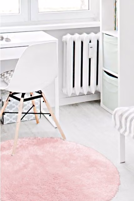 Melrose Interiors Pink Hand-Tufted Shaggy Square Area Rug, W/D/H: 100 x 100 x 1 cm