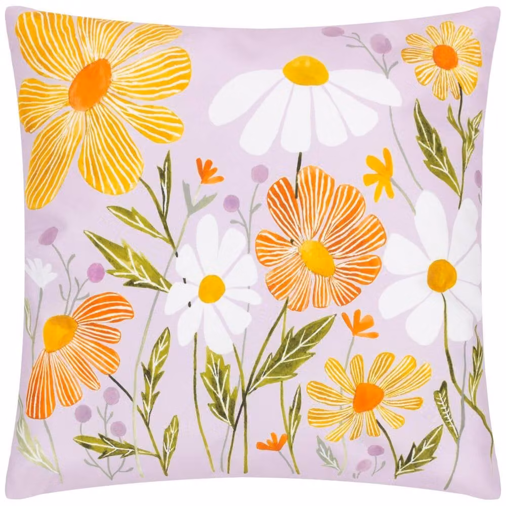 Wylder Wildflowers Country Floral Outdoor Cushion in Purple and Orange, W/D/H: 43 x 43 x 43 cm – 2