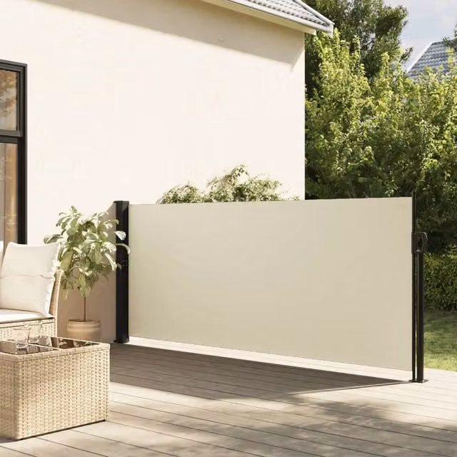 Berkfield Home Retractable Wall-Mounted Side Awning in Beige, W/H: 120 x 600 cm