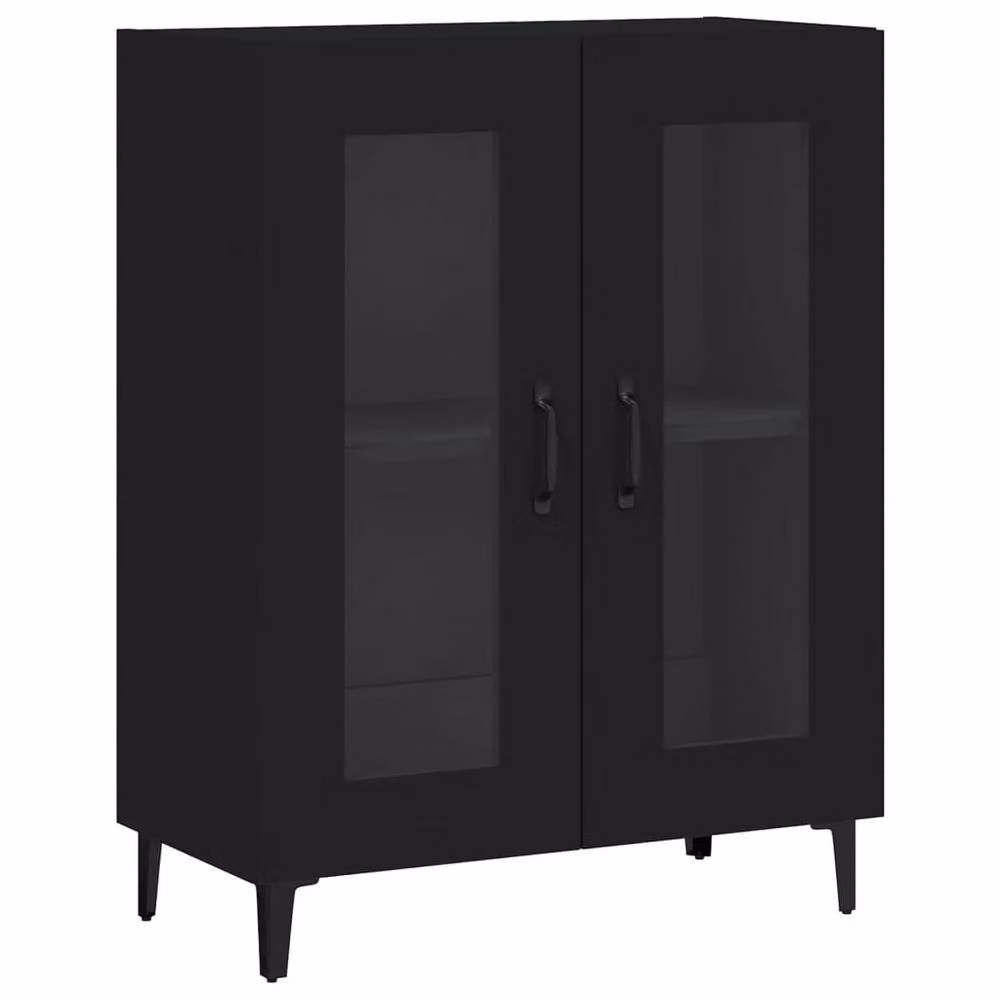 Berkfield Home Black Modern Sideboard with Glass and MDF, W/D/H: 69.5 x 34 x 90 cm – 3