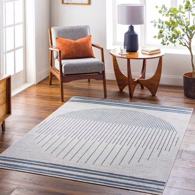 Livabliss Lilian Washable Geometric Rug in Blue, Grey and Beige, W: 160 cm, D: 215 cm – 1