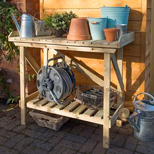 Forest Garden Rustic Wooden Potting Bench, Brown, W: 108 cm, D: 52 cm, H: 92 cm – 3