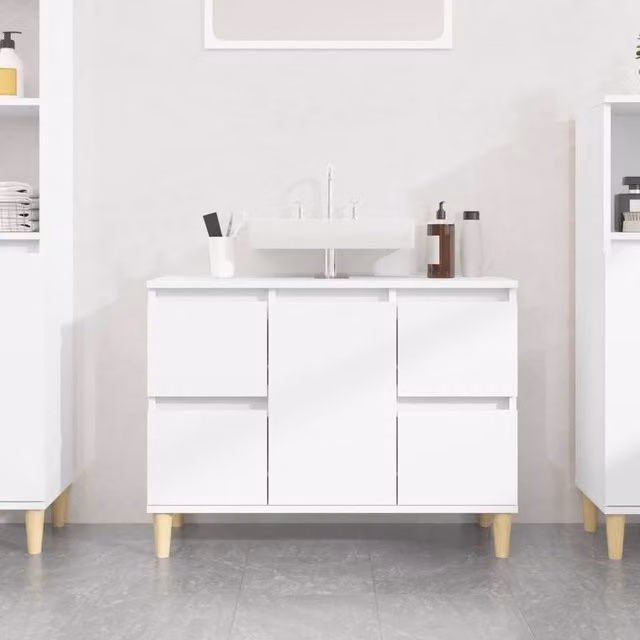 Berkfield Home Sink Cabinet in White, W/D/H: 80 x 33 x 60 cm