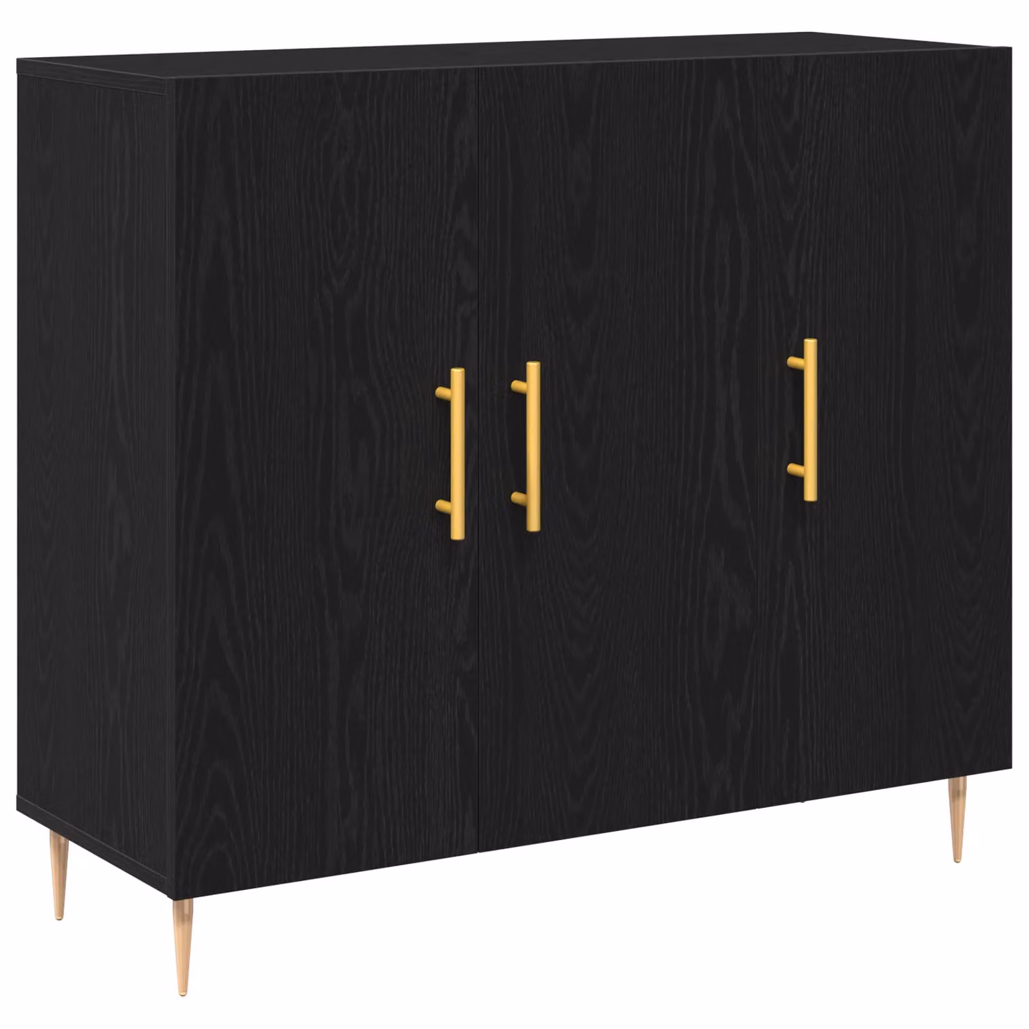 Berkfield Home Black Oak Sideboard with Gold Accents, W/D/H: 90 x 34 x 80 cm – 2
