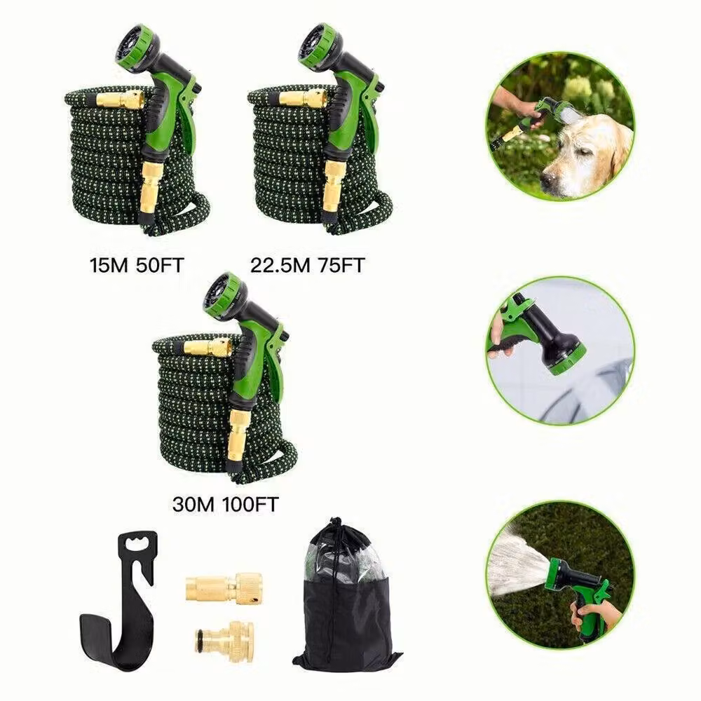 NESTLUNE Heavy Duty Expandable Garden Hose, Green, 30.48 m – 2