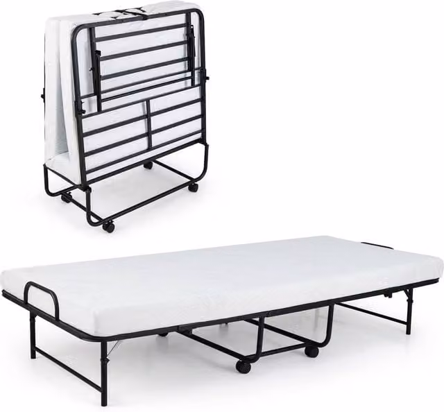 Gymax Portable Folding Guest Bed with Foam Mattress in White
