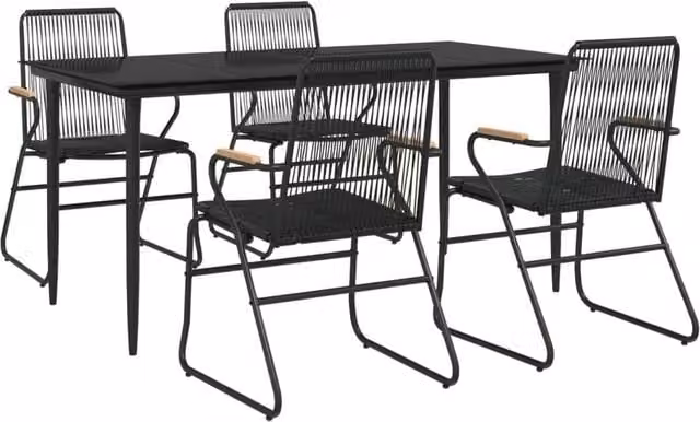 Berkfield Home Beautiful 5 Piece Black PVC Rattan Garden Dining Set