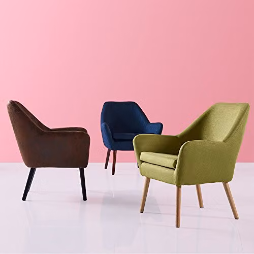 Teamson Home Midcentury Brown Fabric and Synthetic Leather Tub Armchair, W/D/H: 50.8 x 72.0 x 84.0 cm – 3