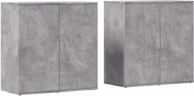 Berkfield Home Set of 2 Modern Abstract Sideboards in Concrete Grey, W/D/H: 79 x 38 x 80 cm