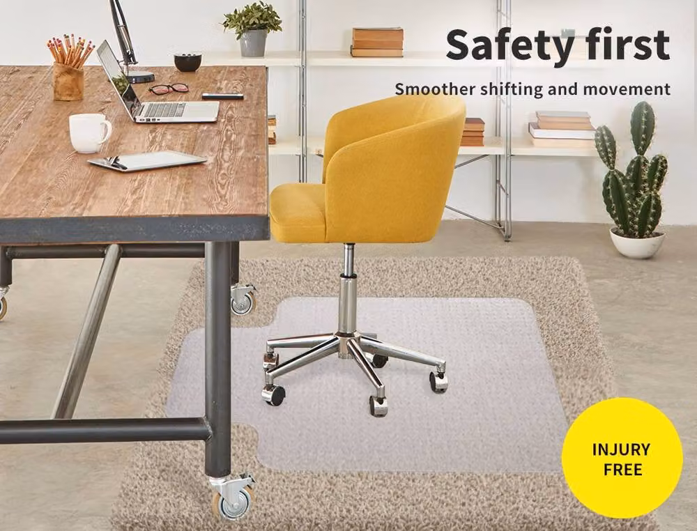 Marlow Clear PVC Non-Slip Office Chair Mat for Hard Floors and Carpet, W/D: 120 x 90 cm – 3