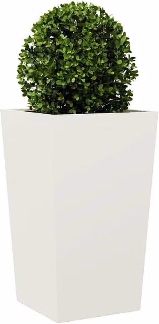 Berkfield Home Durable Steel Garden Planter Tub, White, W/D/H: 45 x 45 x 75 cm – 1