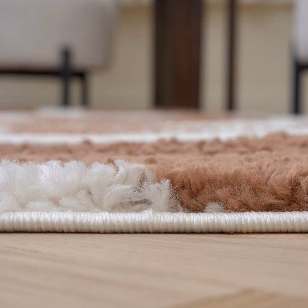 THE RUGS Moodi Pebble Design Shaggy Soft High Pile Living Room Rug in Terracotta, W/D/H: 120 x 170 cm – 5