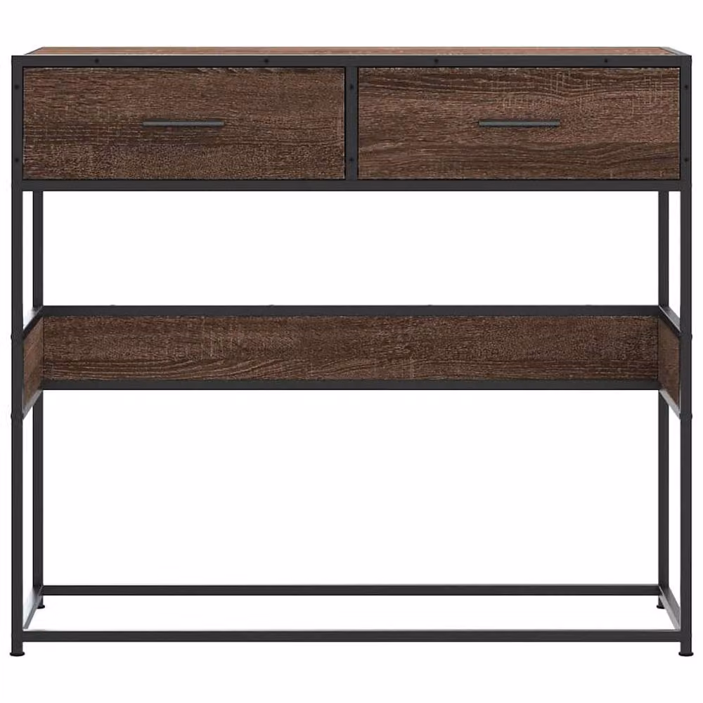 Berkfield Home Console Table in Brown Oak, W/D/H: 90 x 35 x 80 cm – 3