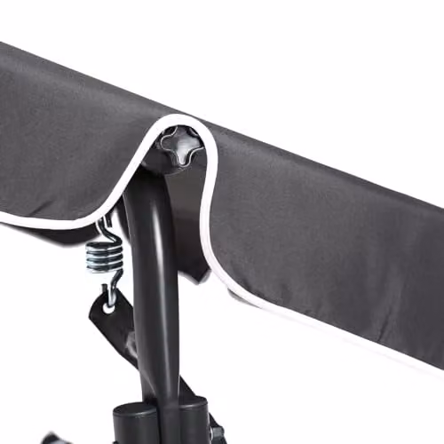 Charles Bentley 2-3 Seater Outdoor Garden Swing Seat Hammock Chair in Grey and White Striped with Sun Canopy and Cushions, W/D/H: 173 x 111 x 154 cm – 4
