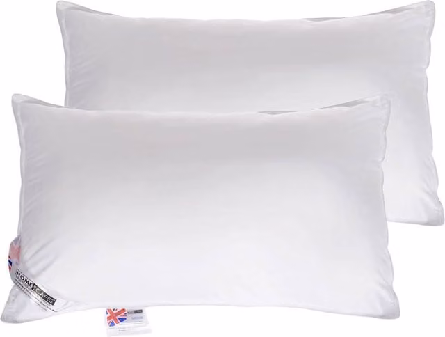 Homescapes Microfibre Extra Fill Bounce Back Pillow Pair in White, Medium to Firm Support