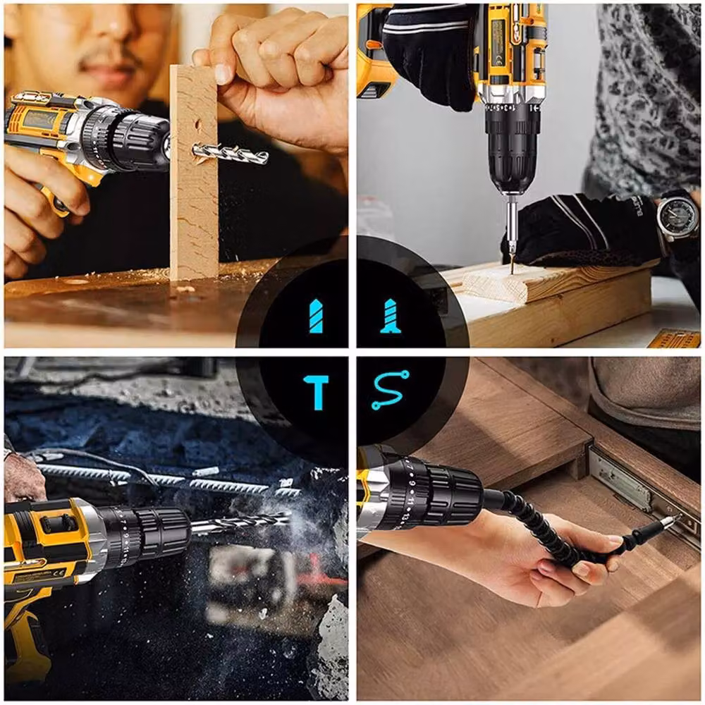 Havendro Cordless Combi Drill and Electric Screwdriver Power Tool Set with 2 Rechargeable Batteries, Yellow – 3