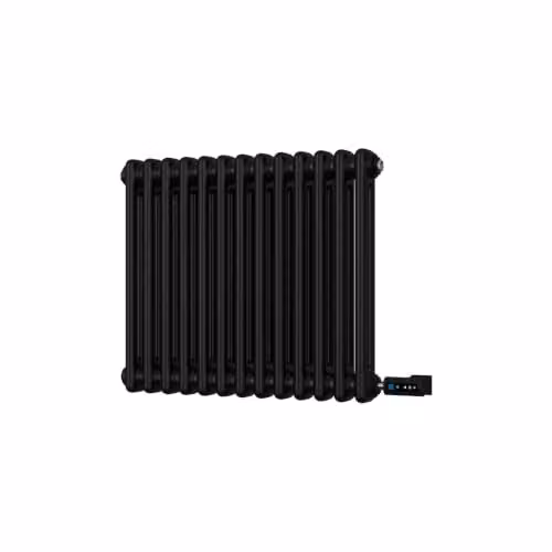 UK Radiators Alpha Black Electric 2 Column Traditional Cast-Iron Style Steel Radiator W: 59.2 cm, H: 50.0 cm – 2