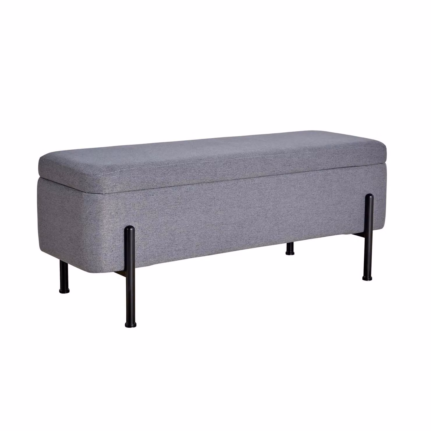 Home Source Bouclé and Velvet Storage Ottoman Seat with Metal Legs in Dark Grey – 3