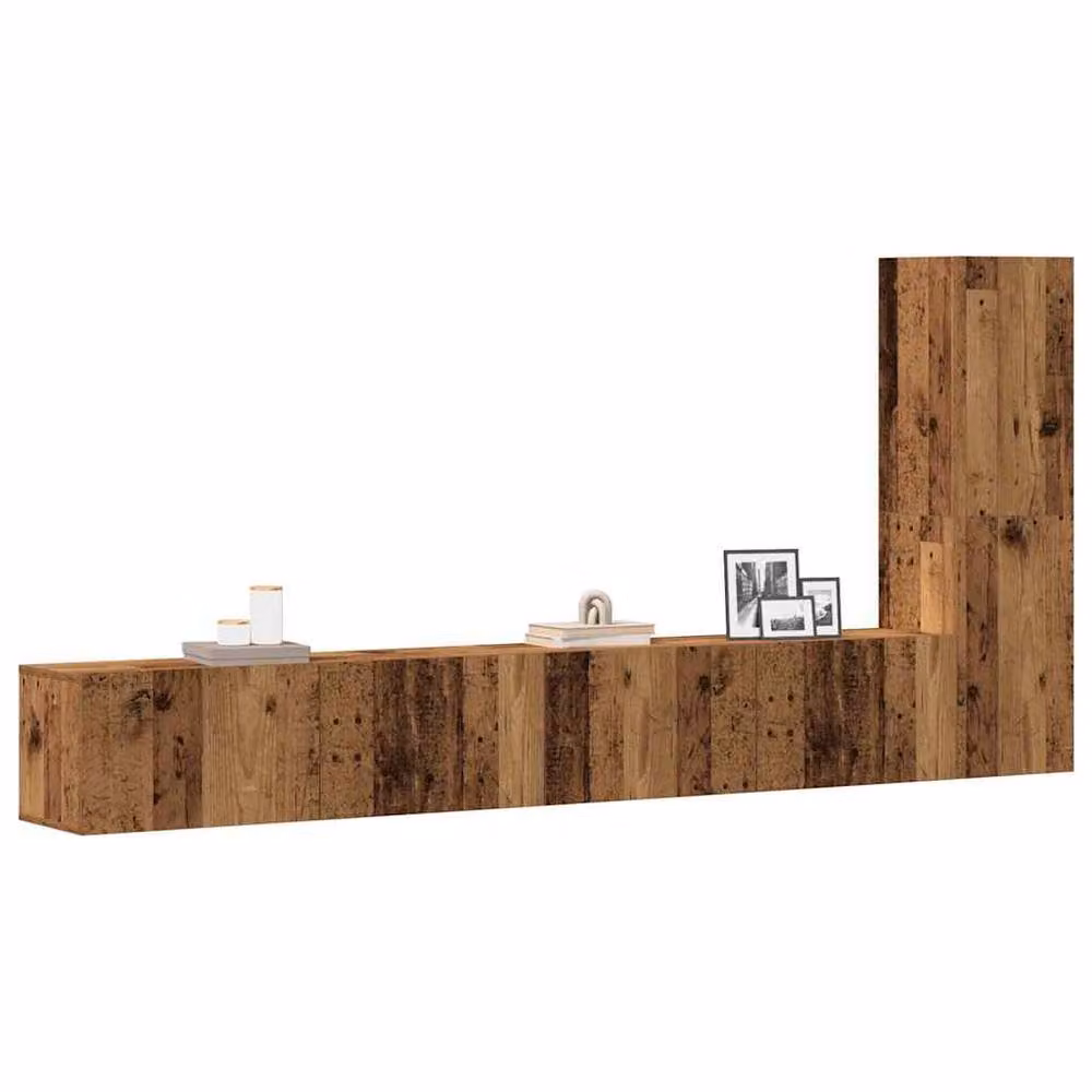 Berkfield Home 3 Piece Wall-mounted TV Cabinet Set in Brown and Multicolour Engineered Wood – 2
