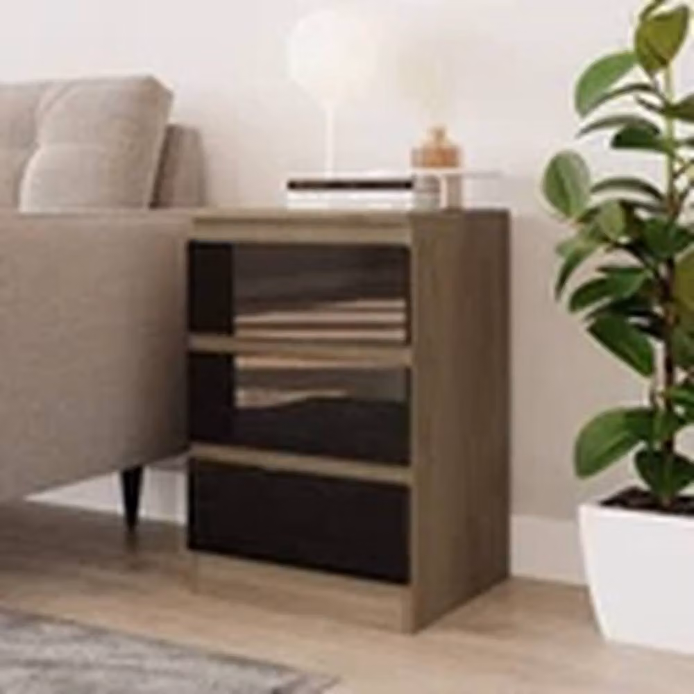 Havendro Oak and Black 3 Drawer Wooden Bedroom Chest Cabinet, W/D/H: 61.5 x 40 x 35 cm – 3