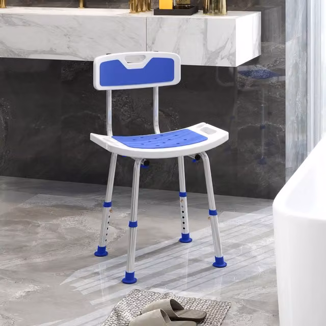 HOMCOM Adjustable Shower Stool for Elderly and Disabled in Blue