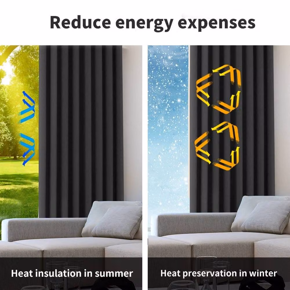 VOGREX Black Thermal Blockout Eyelet Curtains, W: 167 cm, H: 183 cm – 3