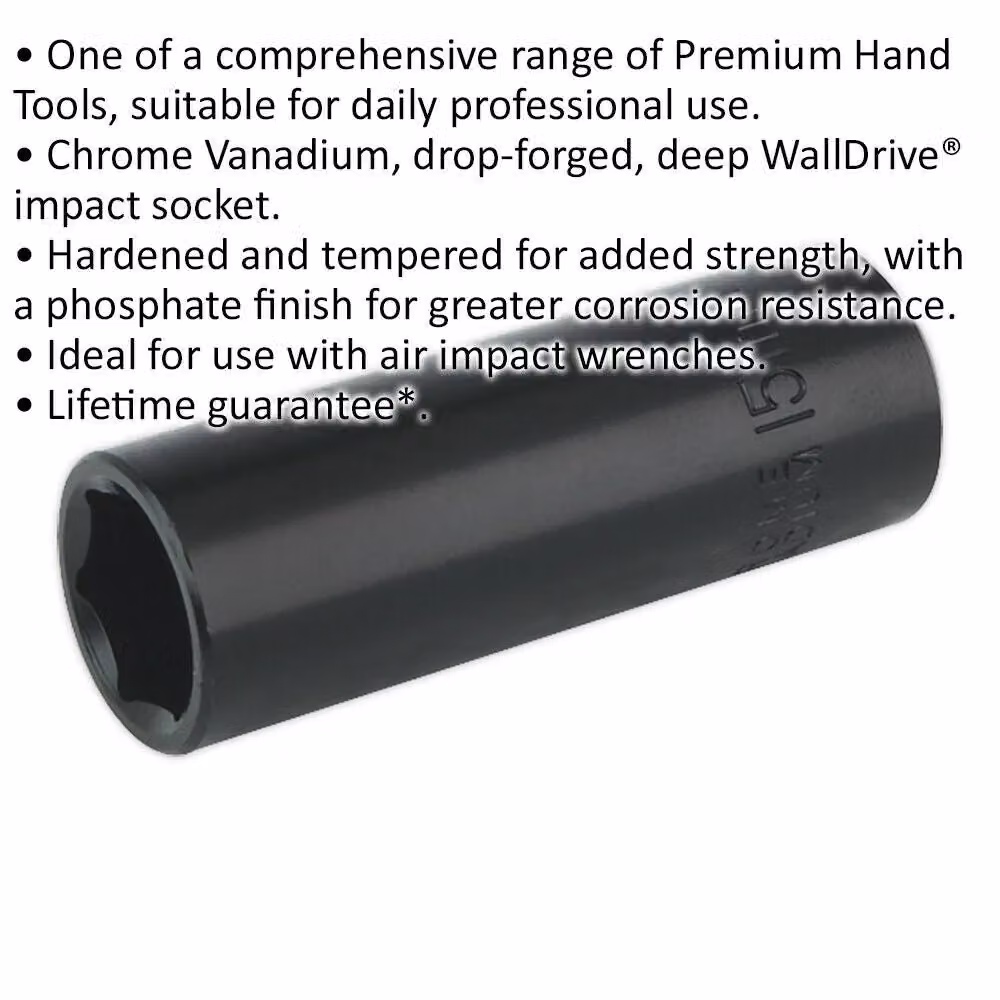 Loops 15mm Forged Deep Impact Socket, 3/8 Inch Square Drive, Chrome Vanadium, Black – 2