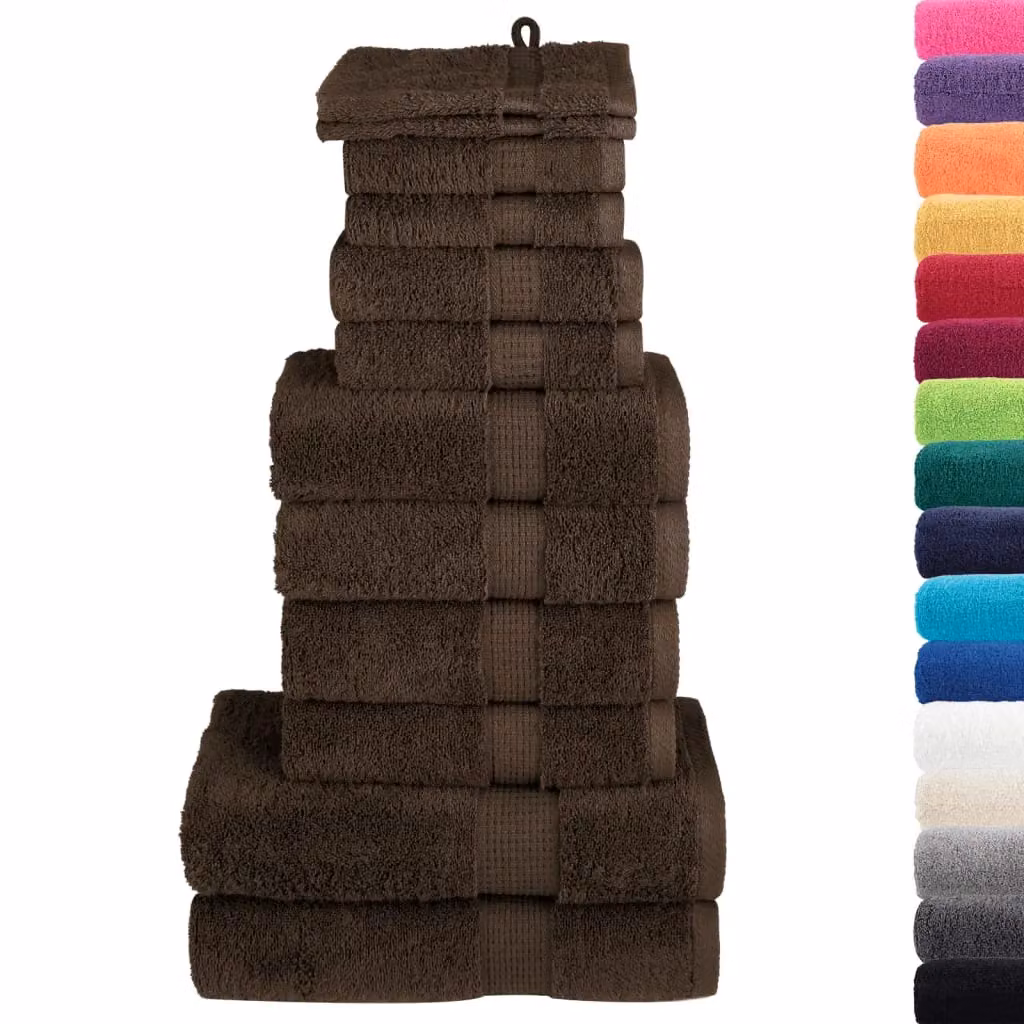 Berkfield Home SOLUND 12 Piece Premium Brown Cotton Terry Towel Set, 600 gsm – 2