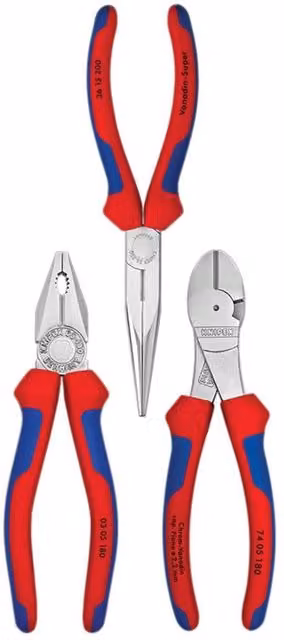 Knipex 3 Piece Steel Assembly Pack Pliers Set in Red and Multicolour