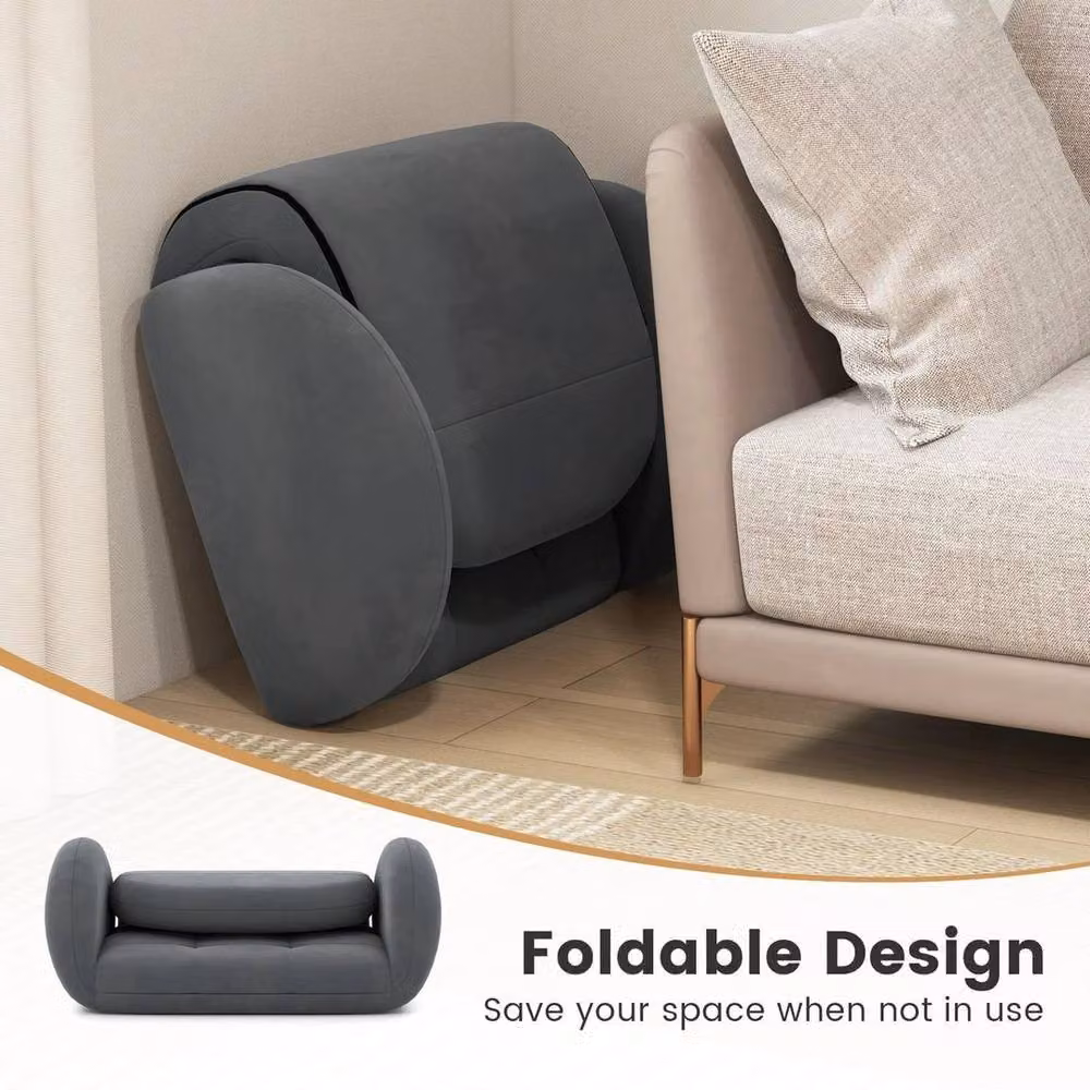 NESTLUNE Adjustable Reading Nook Recliner Lounge Chair in Grey with Metal Frame and Armrests – 3