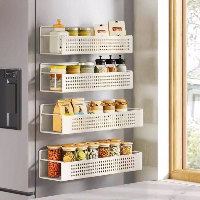 The Bazaarist Set of 4 Magnetic Spice Racks in White and Cream – 1