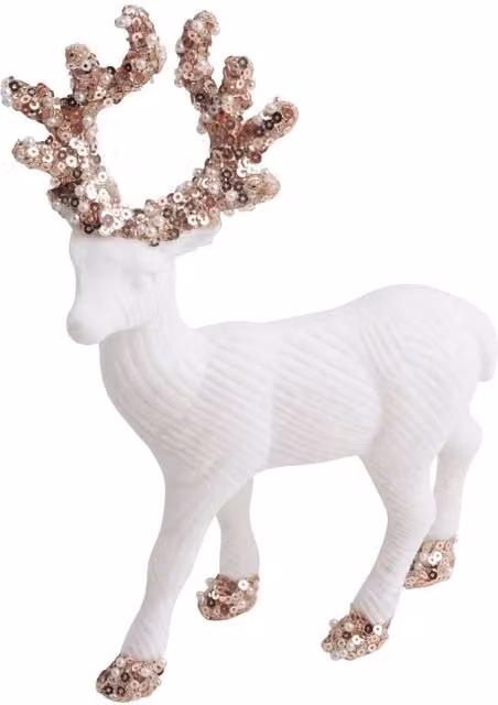 Shatchi White Velvet Christmas Reindeer Figurine, Height: 20 cm