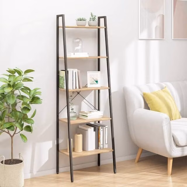 Berkfield Home 5-Tier Standing Shelf, Brown and Black, W/D/H: 56 x 35 x 174 cm – 1