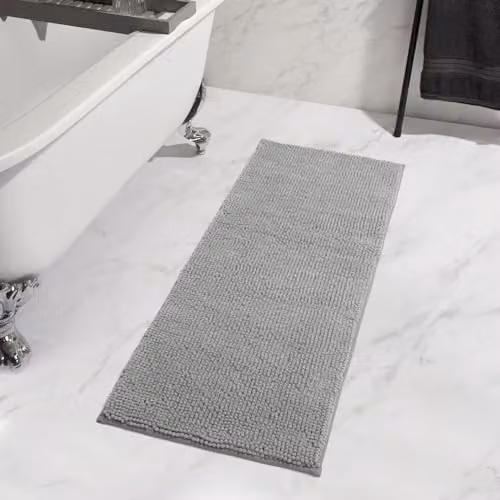 Brentfords OHS Chenille Bath Mat, Grey, W/D/H: 110 x 45 x 1.3 cm – 2