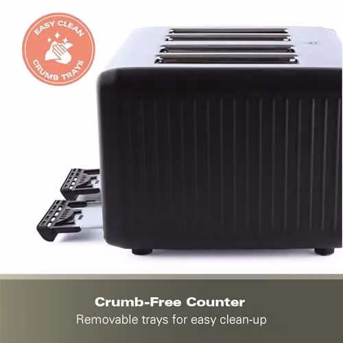 Hamilton Beach Harmony 4 Slice Toaster, 1850W, Espresso Black and Silver Stainless Steel with 6 Browning Controls, Defrost, Reheat and Cancel Settings, Removable Crumb Tray and High Lift Eject, HBT018B – 6