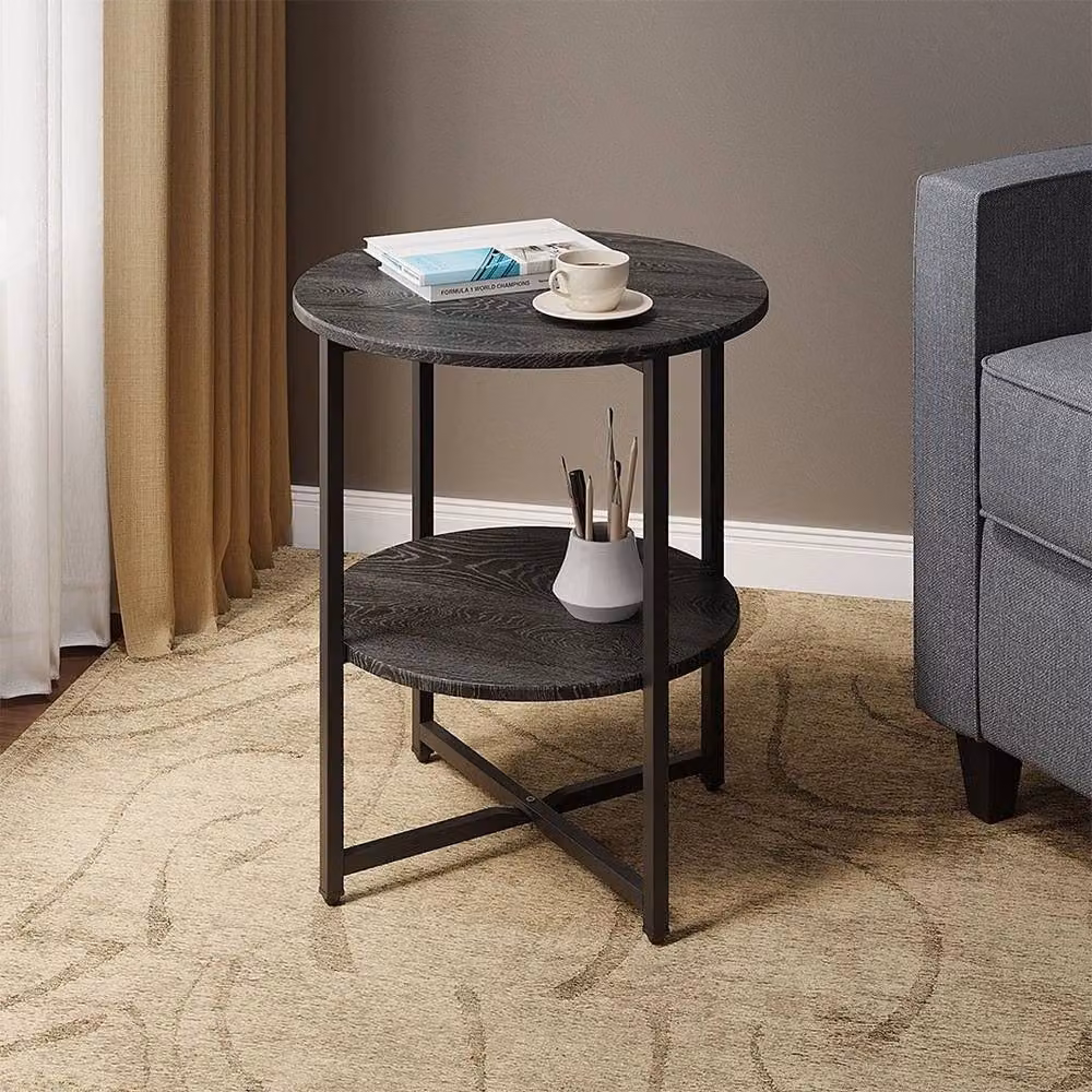 Kelvenix Modern Round Coffee Side Table in Black, W/D/H: 40 x 40 x 47 cm – 4