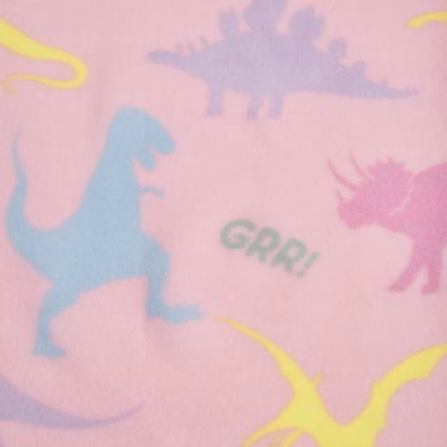 Dreamscene Dinosaur Print Soft Fluffy Fleece Throw Blanket in Blush Pink and Multicolour