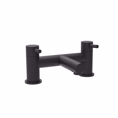 Nes Home Matt Black Solid Brass Deck Mounted Two Handle Bath Filler Mixer Tap