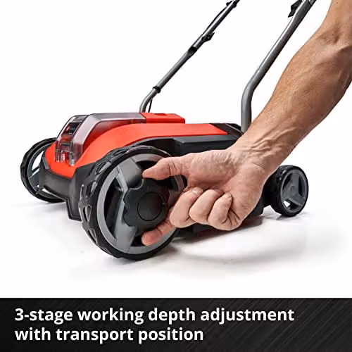 Einhell Power X-Change Cordless Lawn Scarifier 18V with Brushless Motor, Red and Black, 28cm Raking Width – 3