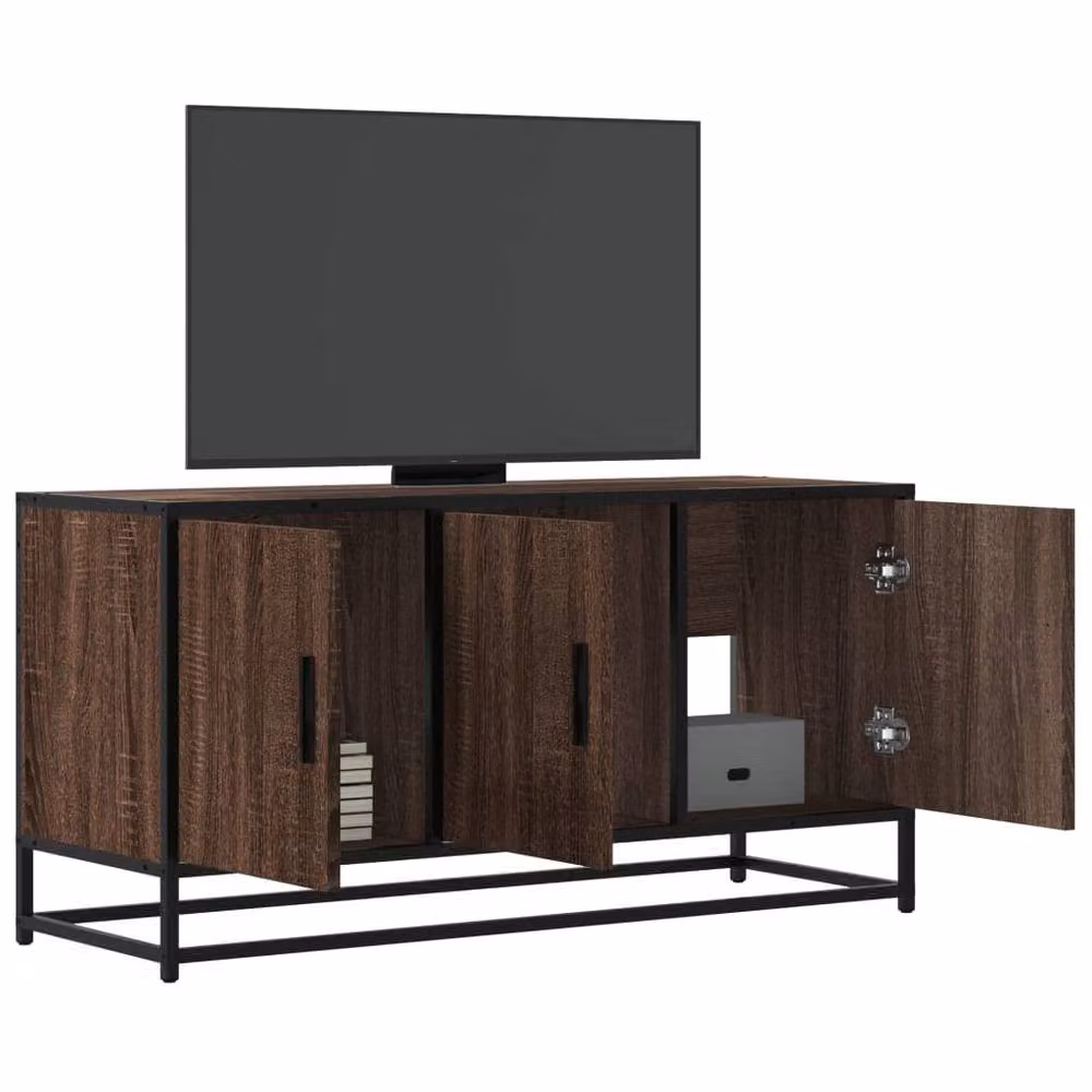 Berkfield Home Industrial TV Cabinet in Brown Oak, W/D/H: 100 x 35 x 50 cm – 2