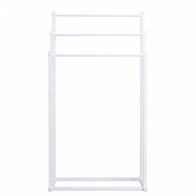 FLAVORA White 3 Tier Free Standing Towel Drying Rail Rack in Matt Coated Steel