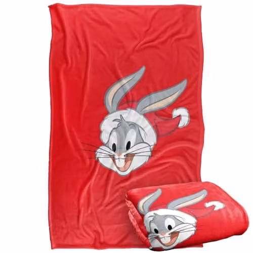 Warner Bros. Looney Tunes Bugs Bunny Santa Hat Super Soft Fleece Throw Blanket, Multicolour, W: 91 cm, D: 147 cm