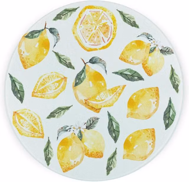 Purely Home Vibrant Lemons Textured Glass Round Trivet in Yellow