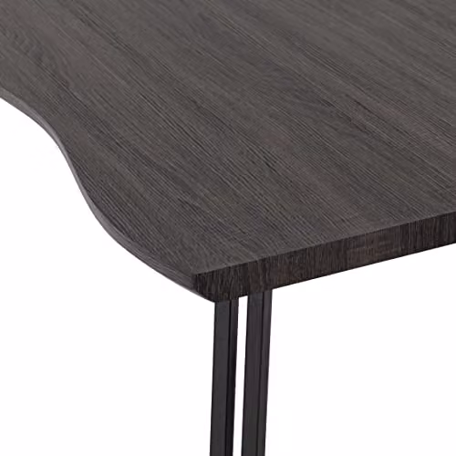 Seconique Quebec Wave Edge Rectangular Dining Table in Black Wood Grain, W: 140 cm, D: 80 cm, H: 76 cm – 3